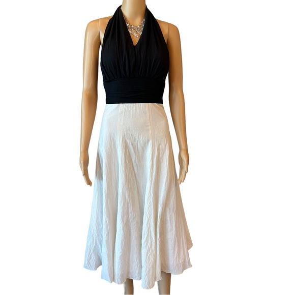Christopher Deane Black & Cream Halter Dress Size 2 - Picture 1 of 6
